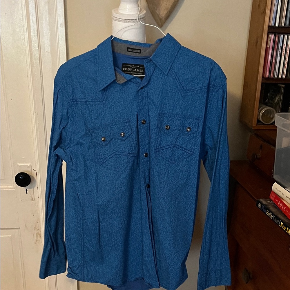 Cody James Men's Blue Western Snap Shirt Jacket